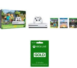 MICROSOFT Xbox One S with Minecraft Favourites & Xbox Live Gold 12 Month Subscription Bundle